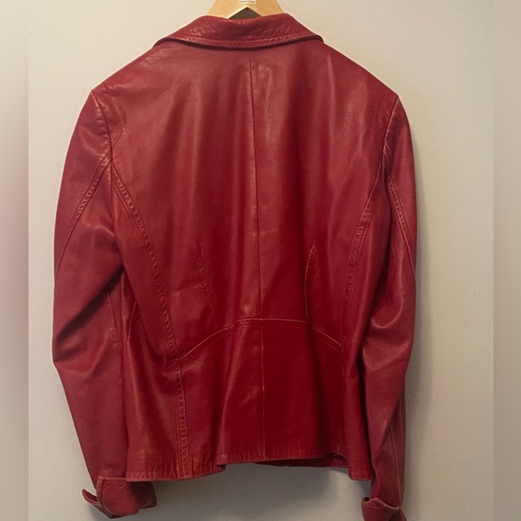 Danier Soft Genuine Red Leather Blazer Style Jacket Sz L - Picture 5 of 8